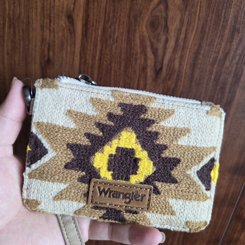 Wrangler Aztec Zip Card Case - Yellow, Brown, Tan
